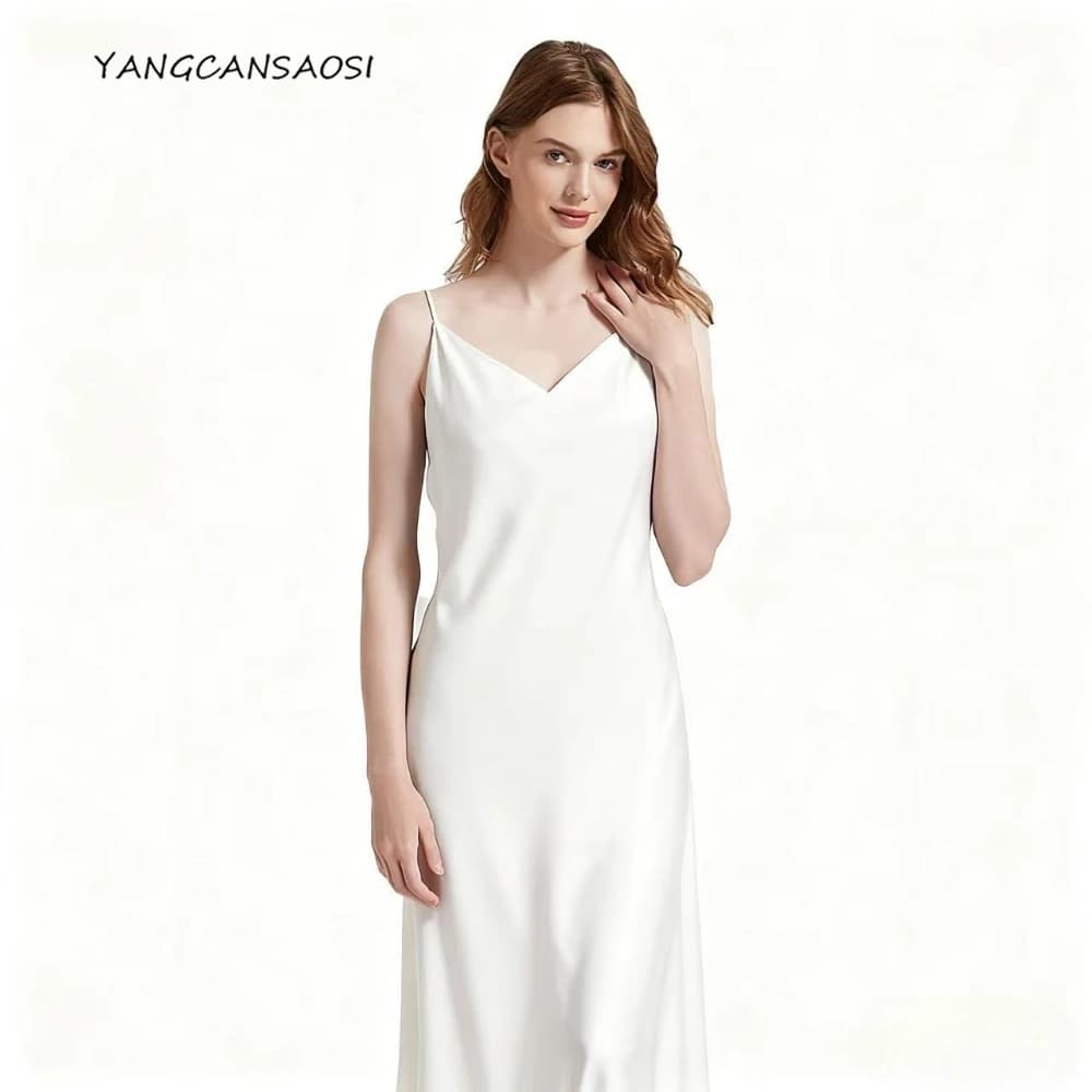Silk-Satin V-Neck Bias-Cut Slip Dress
