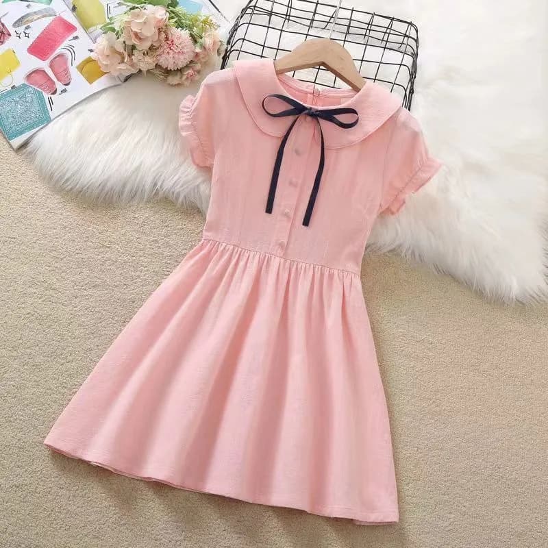 Girls' Elegant Short-Sleeve Party Dress