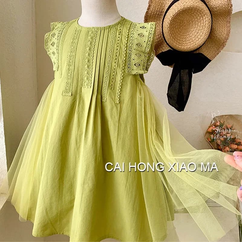 Girls' Lace & Mesh Summer Dress